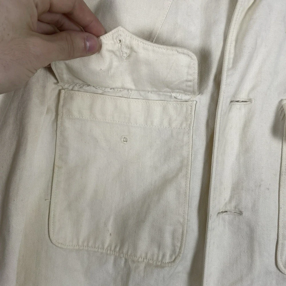 True Vtg 30s 40s Sanforized White Cotton Twill Chore Uniform Jacket Portlite